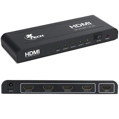 Multiplicador HDMI de 4 Salidas Xtech Negro XHA-410